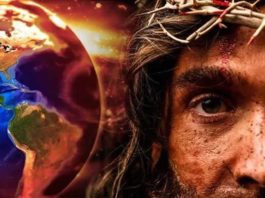 Jesus e planeta terra onda de calor e fogo